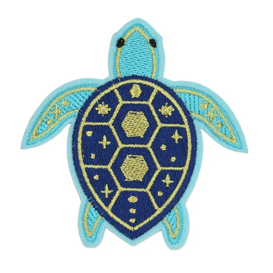 Iron-On &#x26; Adhesive Blue Turtle Embroidered Patch by Make Market&#xAE;